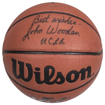 John Wooden Signed and "Best Wishes" Inscribed Wilson Basketball (Beckett)